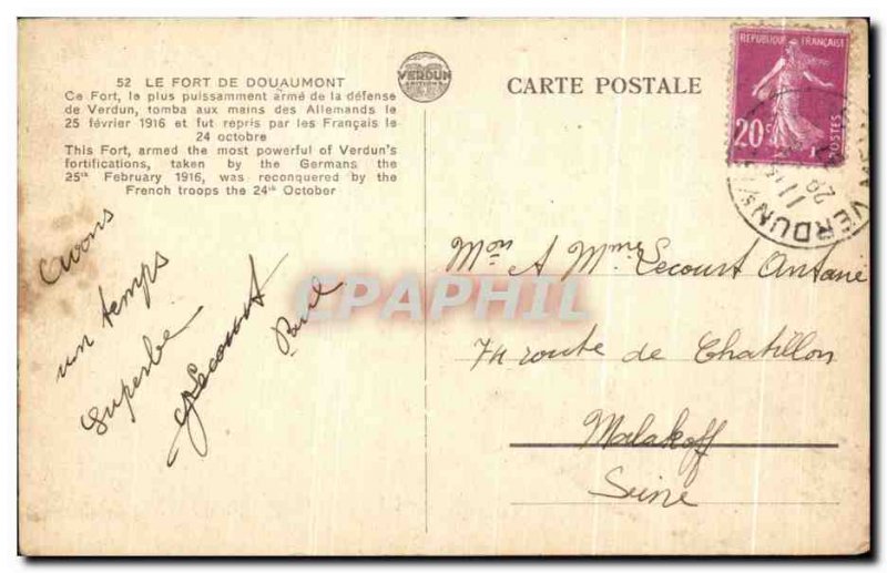 Old Postcard From Fort Douaumont Army