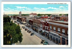 Columbus Nebraska Postcard Birds Eye View Exterior Building 1935 Vintage Antique