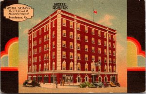 Linen Postcard Hotel Soaper US 41 and 60 in Henderson, Kentucky