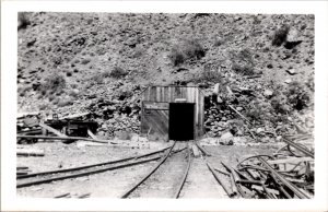 Real Photo Postcard Railroad Tracks Entrance to Mine Shaft