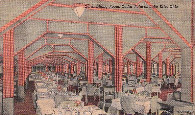 Postcard Coral Dining Room Cedar Point on Lake Erie OH