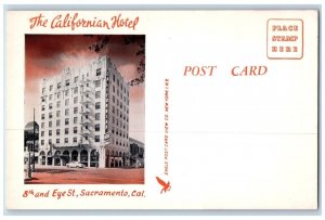 1940 Californian Hotel Eye St Cocktail Lounge Sacramento California CA Postcard