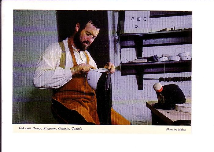 Interior, Leatherworker Making Soldiers' Equipment, Fort Henry, Kingston, Ont...