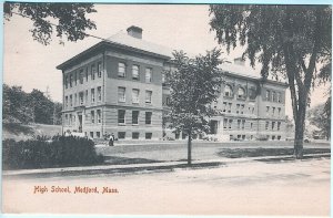 Medford MA High School Rotograph Vintage Postcard
