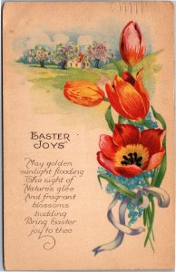 Postcard Easter Joys - Flower Village - Golden sunlight flooding sight