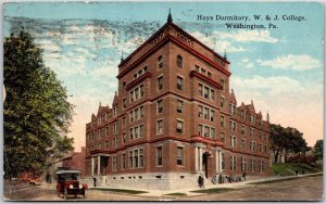 1917 Hays Dormitory W. & J. College Washington Pennsylvania PA Posted Postcard