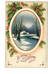 Be Strong of good Courage Josh 1-6, Vintage Greeting Card, Christian Bible Quote