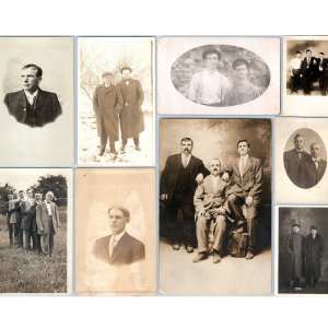 x9 LOT c1910s Men Portrait Outdoor RPPC People Friends Boys Real Photos Old A176