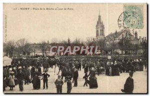 Niort Old Postcard Place de la Breche a fair day