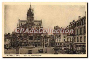 Old Postcard Compiegne Place De I'Hotel Town