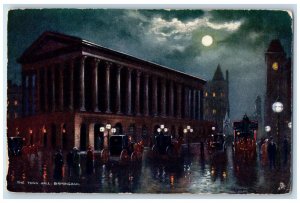 c1910 The  Town Hall By Moonlight Birmingham England Oilette Tuck Art Postcard