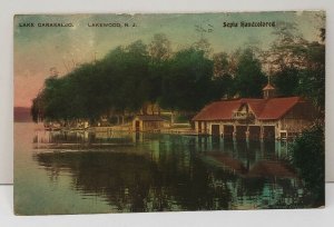 Lake Carasaljo Lakewood NJ Sepia Hand Colored c1913 Postcard C4