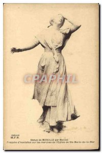 Old Postcard Statue of Mireille by Mercia Frapee insolation on the steps of t...