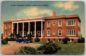 Vtg Kendallville Indiana IN McCroy Memorial Hospital 1930s View Postcard