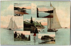 Multi View Boats Waterfront Beaches Owls Head ME Vintage Postcard X38