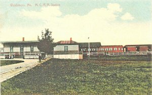 Waldoboro ME M.C.R.R.Railroad Station Train Depot Postcard