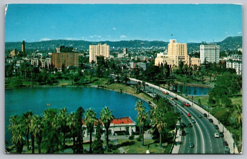 Los Angeles California MacArthur Park Scenic Birds Eye View Chrome