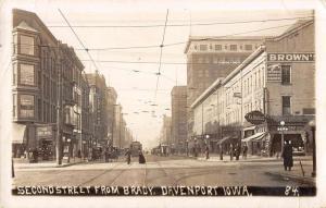 Davenport Iowa Second Street Scene Real Photo Antique Postcard K51998