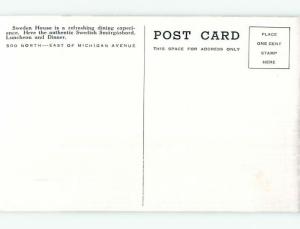 Unused 1940's SWEDEN HOUSE RESTAURANT Chicago Illinois IL M8471
