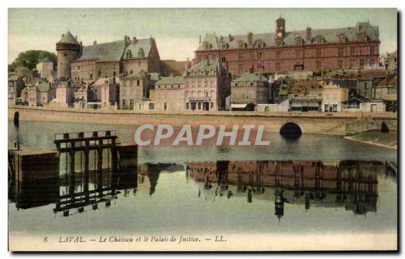 Old Postcard Laval Le Chateau and Courthouse