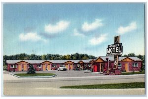 Caldwell Idaho ID Postcard Frontier Motel Exterior Roadside Signage Scene 1961