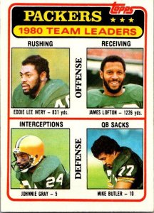 1981 Topps Football Card '81 Packers Leaders Ivery Lofton Gray Butler sk...