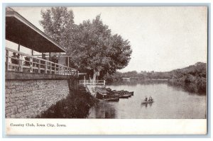 View Of Country Club Boat Canoeing Scene Iowa City, Iowa IA Antique Postcard