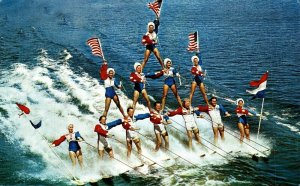 USA Human Pyramid Florida Cypress Gardens Chrome Postcard 08.59