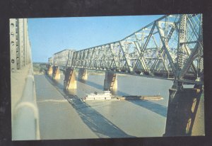 MEMPHIS ARKANSAS BRIDGE OVER THE MISSISSIPPI RIVER VINTAGE POSTCARD