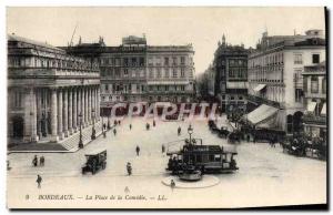 VINTAGE POSTCARD Tramway Bordeaux the place of the Comedy 