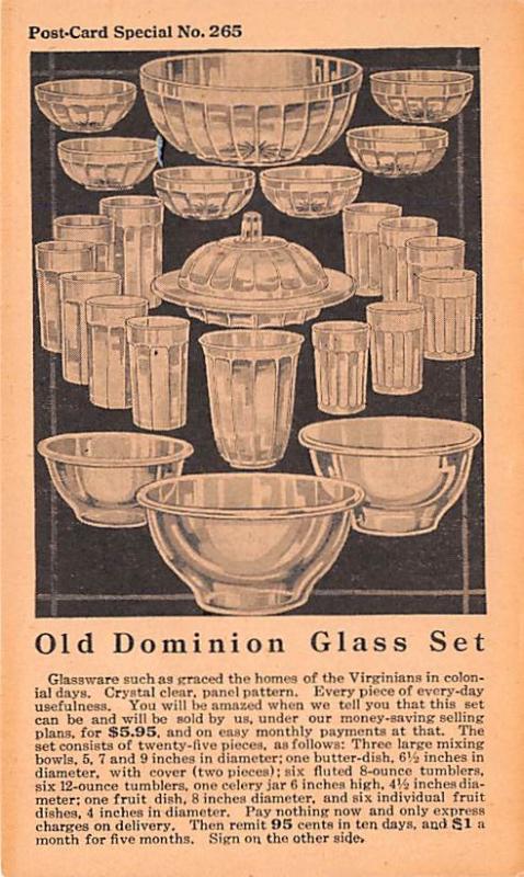 Dominion Glass Set Advertising Unused 