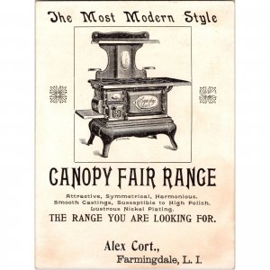 CANOPY FAIR RANGE - Alex Cort - Farmingdale, Long Island - Victorian Trade Card