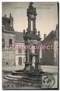 Old Postcard Autun Fountain St Lazare