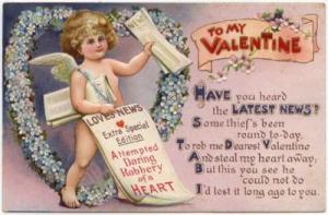 Valentine's Day Greeting PC, Cupid with Love's News