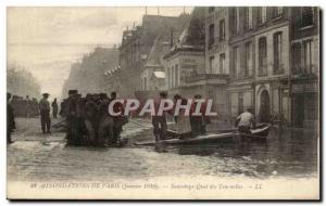 Paris Old Postcard Cliche of January 28, 1910 rescue Quai des Tournelles