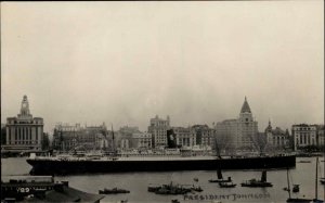 Liverpool Lancashire Steamer Steamship Ship in Harbor Vintage RPPC Postcard