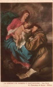 Vintage Postcard La Vergine Col Bambino E Sant'Antonio-Van Dyck R. Pinacoteca