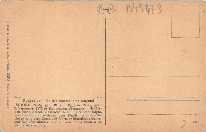 B43473 Peinting postcard Isidore Pils Rouget de L` Isle die Marseillaise