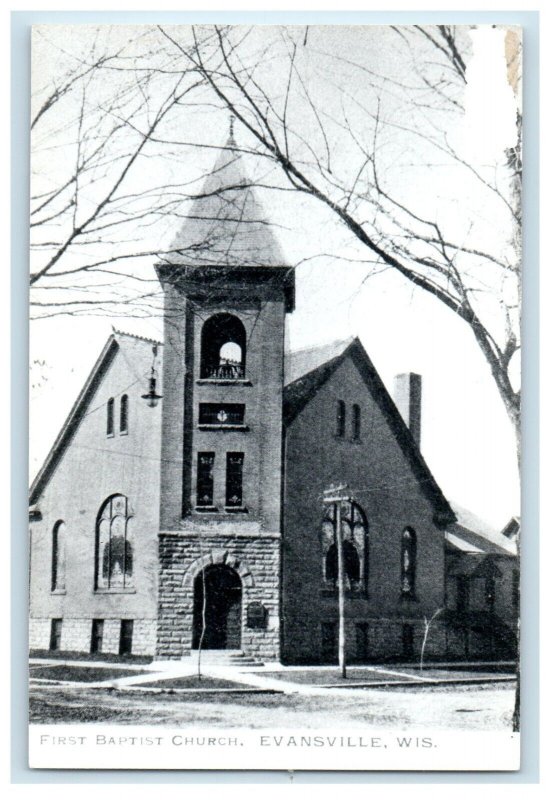 First Baptist Church Evansville Wisconsin WI Unposted Vintage Postcard