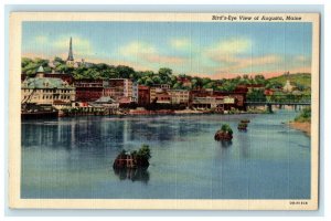 1948 Bird's Eye View of Augusta, Maine ME Posted Vintage Postcard