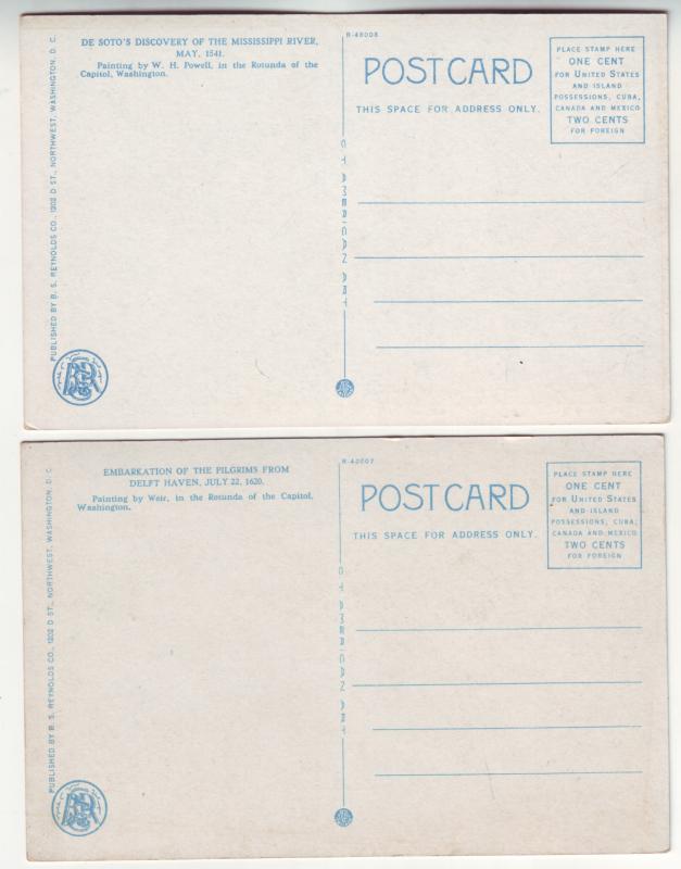 P340 JLs old postcard pilgrims & desoto usa unused