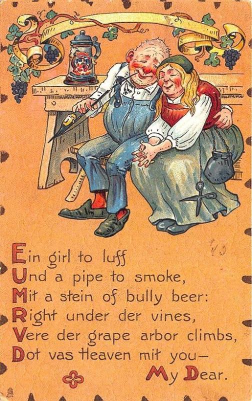 To My Valentine Raphael Tuck Leatherette Poem Couple Postcard