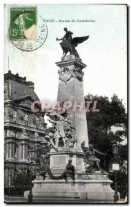 Paris Postcard Old Statue of Gambetta