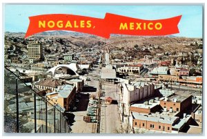 c1950's International Boundary Fence Nogales Sonora Mexico Vintage Postcard