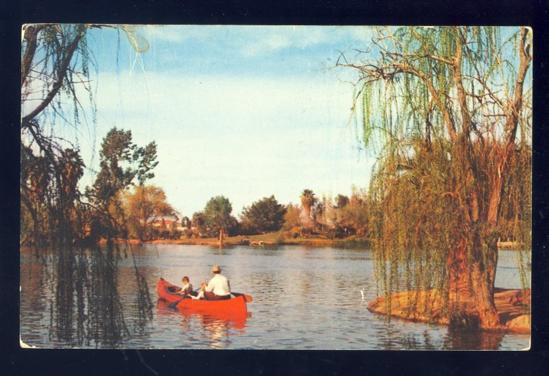 Phoenix,  Arizona/AZ Postcard, Encanto Park & Playground, Canoe On Lake