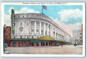 Rochester New York NY Postcard Eastman Theatre And School Of Music c1920's Cars