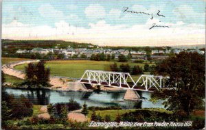 Maine Farmington View From Powder House Hill Showing Railroad Bridge 1906