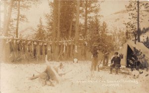 J33/ Kendall Montana RPPC Postcard c1910 Deer Hunting Rifles Tent 207