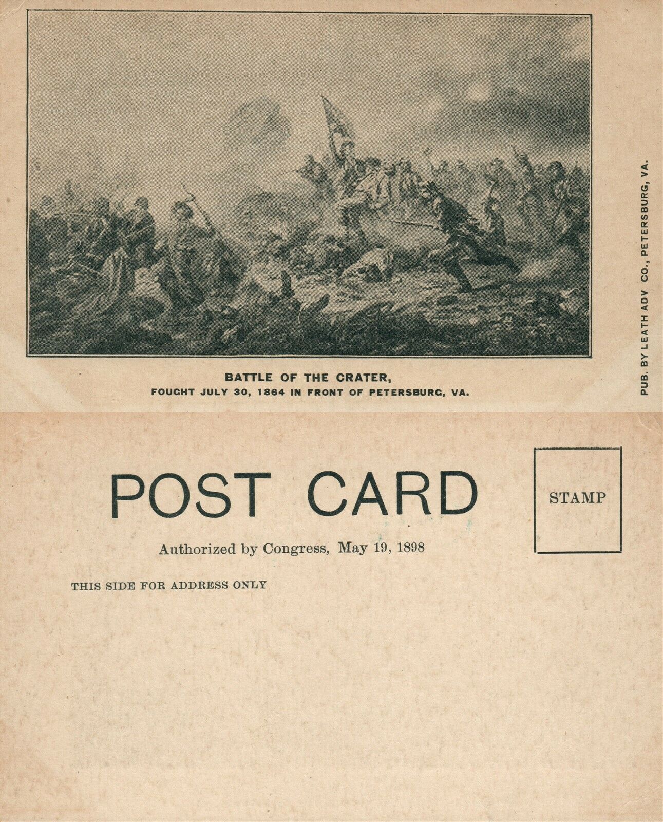 Petersburg VA Battle of the Crater July 30th 1864 Antique 1898 Postcard ...