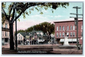 c1910's Central Square Scene Rochester New Hampshire NH Posted Monument Postcard